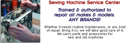 Whether it needs routine maintenance, or any kind of repair. Bring it in; we will take good care of it. We carry parts and accessories for new and old machines